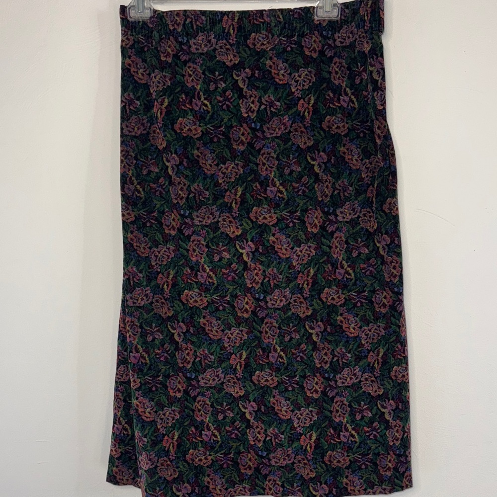 Talbots Dark Floral Midi Skirt Heavy WarmFeminine Flowly Size 6 Fall